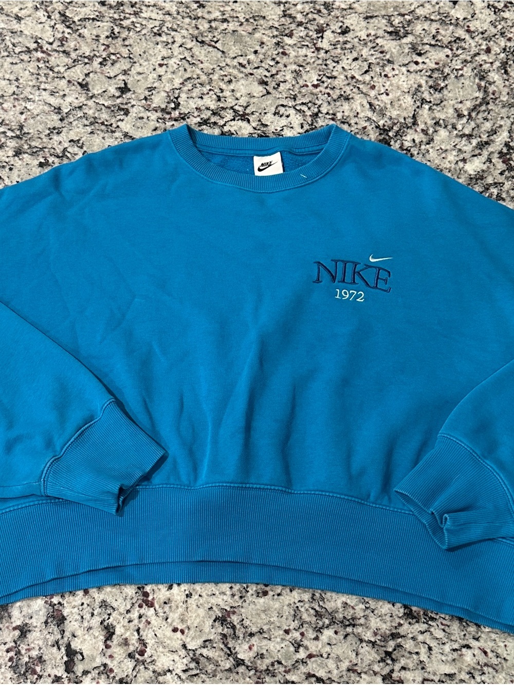 Nike Blue Embroidered '1972' Crewneck Sweatshirt - Men's Size Medium